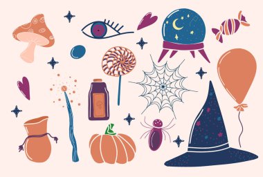 sihirli set, cadılar bayramı koleksiyonu, minimalist tasarım