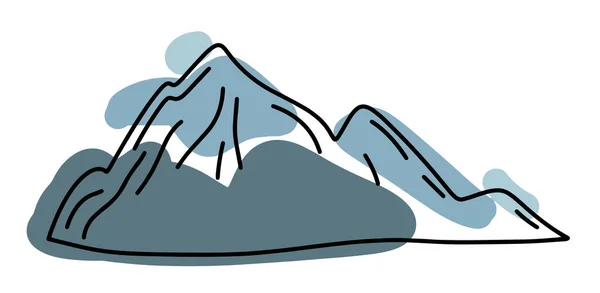 Berggipfel, Felsen, Bergikonen, Bergfiguren, Logo-Gestaltungselemente, Vektorillustration minimalistischer und einfacher Stil, Schwarz-Weiß-Illustration mit farbigen blauen Punkten, modern — Stockvektor