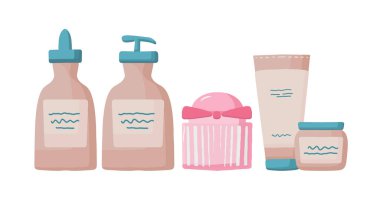 Çevre dostu kozmetik ürünleri, vücut ve yüz bakımı, kozmetik ürünü kavanozlar. Organik kozmetik ambalaj seti şişeleri, cam kavanozlar, tüpler. Kadın şeyleri, eko-kızlar için aksesuar kavramı..