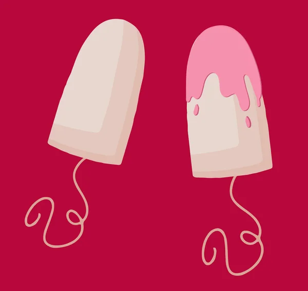 Produtos de higiene em dias mensais para uma menina. Tampões para uso em dias de mulheres. O conceito de menstruação mensal. Ilustração vetorial em um estilo plano moderno do ciclo menstrual. — Vetor de Stock