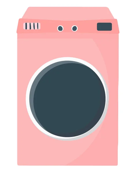 Pink washing machine for washing clothes and underwear. Creating cleanliness in the house. Simple and cute cartoon illustration. A flat vector set. — Stock Vector