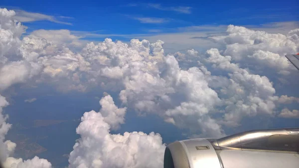 Beautiful White Clouds Raincloud Blue Sky View Plane Look Pulau — Stock Photo, Image