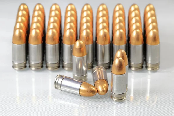 Pack Bullet 9Mm Parabellum Fmj Full Metal Jacket Reflection Surface — Stok fotoğraf