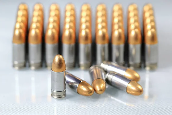 Pack Bullet 9Mm Parabellum Fmj Full Metal Jacket Reflection Surface — Stock Photo, Image