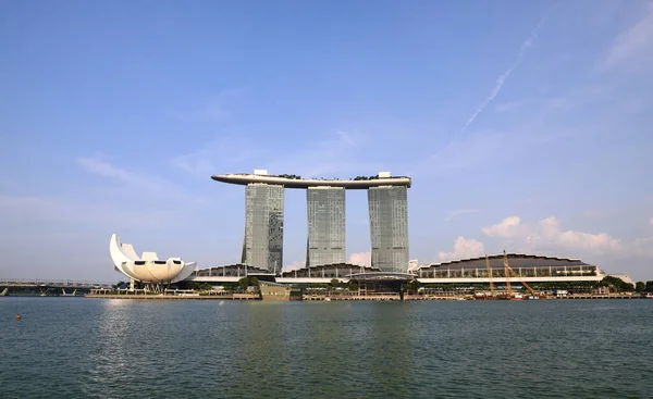 Stadtsilhouette Von Singapur Mit Marina Bay Sands Blick Auf Das — Stockfoto