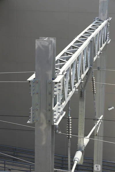 Struktur Des Stahlrahmens Für Die Kraftübertragung Elektrisches System Auf Dem — Stockfoto