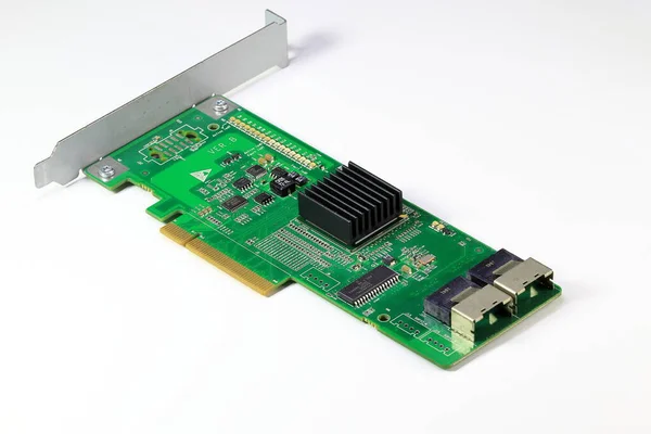 Disk Array Controller Card Raid Double Mini Sas Connector Isolate — Stock Photo, Image