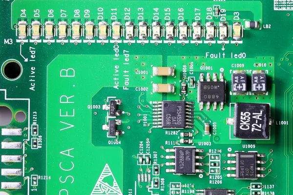 Array Led Circuito Stampato Vecchio Con Molti Componenti Elettrici — Foto Stock