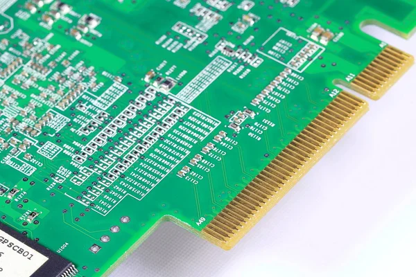 关闭Pci Express 8X卡连接器 用于与白色背景上隔离的计算机接口 — 图库照片