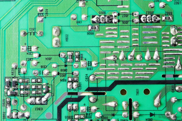 Old Printed Circuit Board Many Electronics Components — Stock fotografie