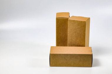 Several rectangles Cardboard boxes for Parcel Delivery isolated on white background.