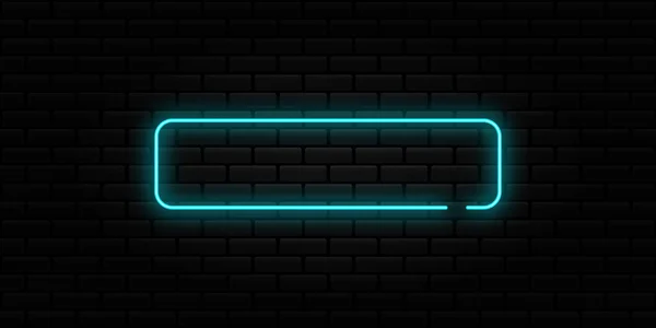 Neon Sign Black Brick Wall Background Glowing Blue Frame Banner — Stock Vector
