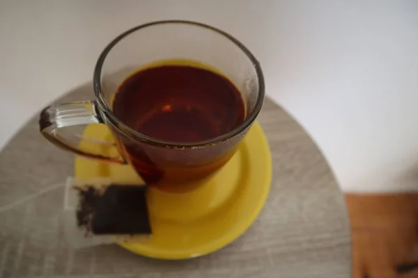 Сделать Чашку Чая Пакетиком Чая Стакане — стоковое фото