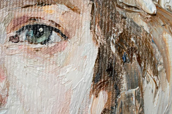 Портрет Молодой Мечтательной Девушки Вьющимися Светлыми Волосами Белом Фоне Картина — стоковое фото