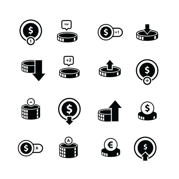 Munt en bubbels pictogram 16-item — Stockvector