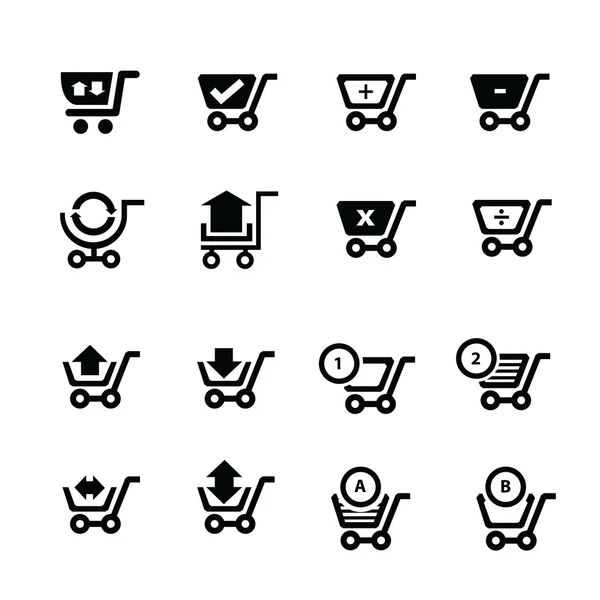 Shopping cart pictogrammen en symbool en bubble praten. — Stockvector