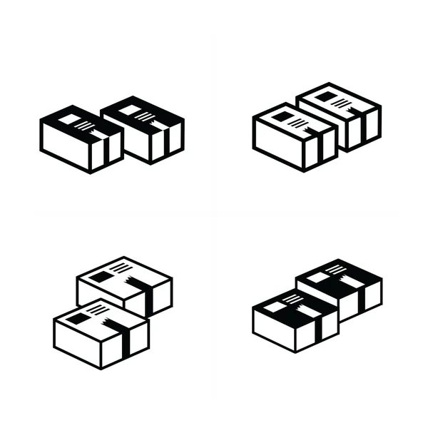 Box Icons Set 4 Design — Stockvektor