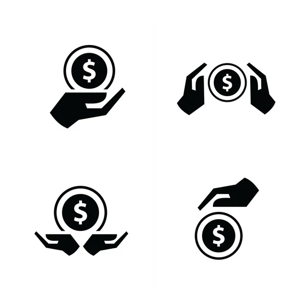 Set di mani e monete — Vettoriale Stock