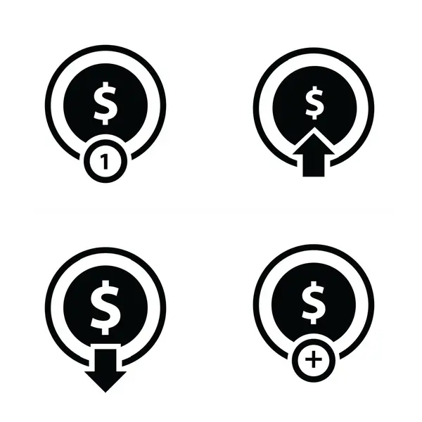 Münze und Blasen Icon Set — Stockvektor