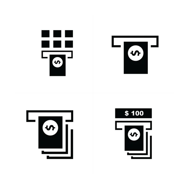 Geldautomat und Stapel Dollarsymbole — Stockvektor