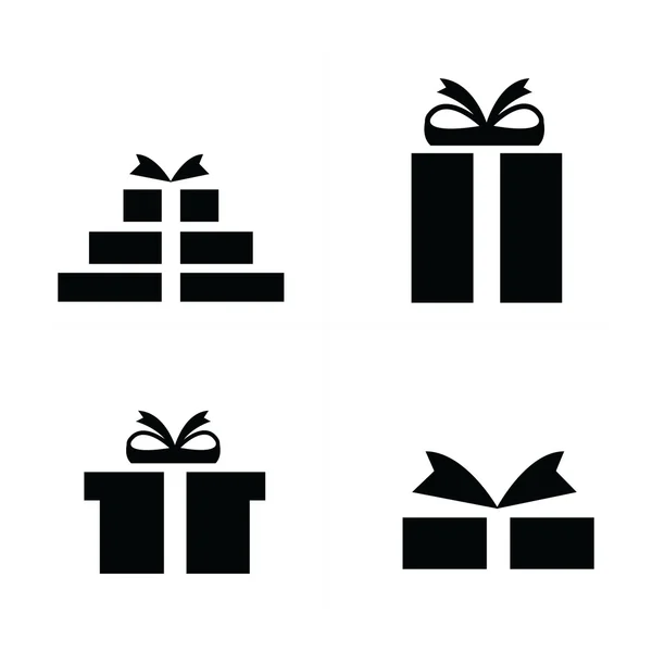 4 tarzı Set siyah hediye simgeler — Stok Vektör