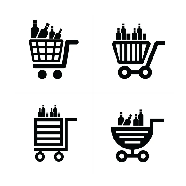 Shopping cart icons and drink — Stock Vector