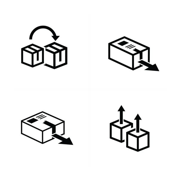 Κουτί και βέλος εικονίδια που 4 στοιχείο — Διανυσματικό Αρχείο