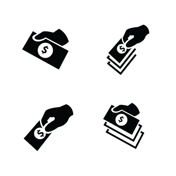 Money in the hand icons set — Stock Vector