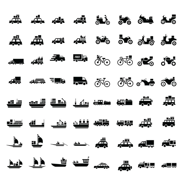 Логістика і транспорт Іконки 64 товарів — стоковий вектор