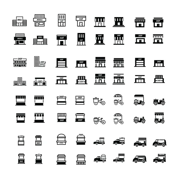 Tienda y tienda de iconos 64 artículo — Vector de stock