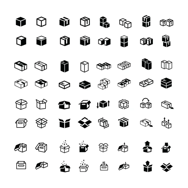 Caja iconos conjunto 64 artículo — Vector de stock