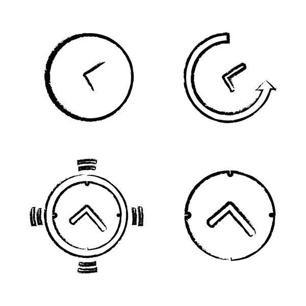 Tiempo de dibujo Reloj Iconos Set — Vector de stock