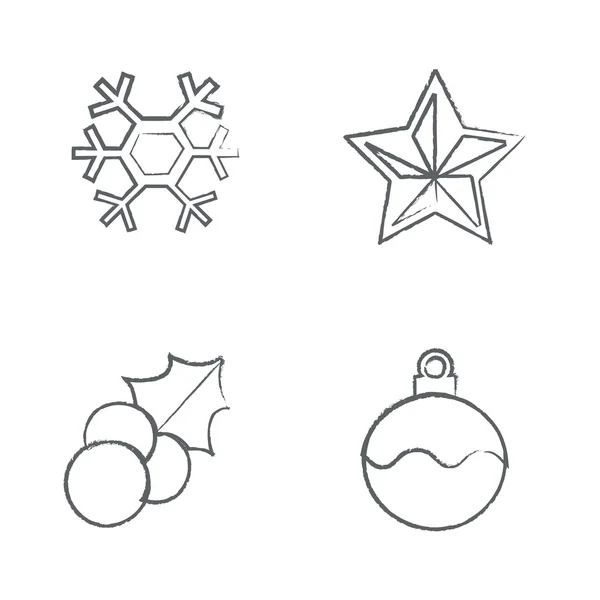 Draw set Christmas Icons Set — Stock Vector