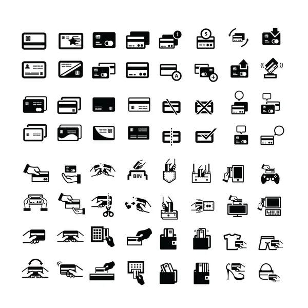 Kreditkarten Icons Set 64 Artikel lizenzfreie Stockvektoren