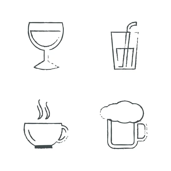 Conjunto de ícones de bebida Desenho — Vetor de Stock