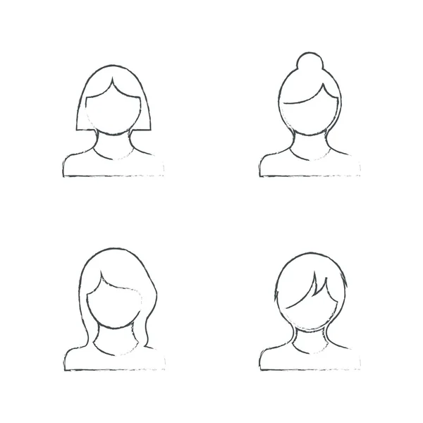 Woman Icons Set, Vector Design Draw — Stock Vector