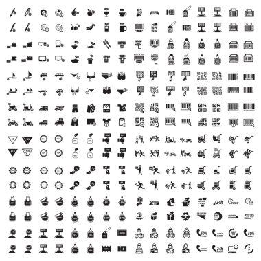 Teslimat, fiyat, barkod ve alışveriş 256 Icons set