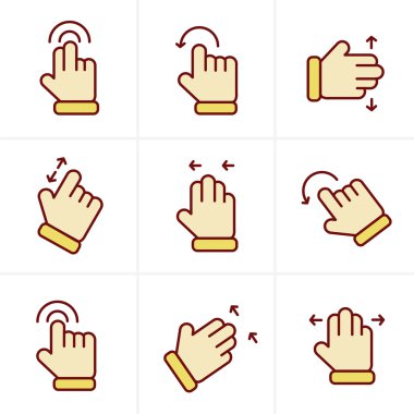 Icons Style Basic human gestures using modern digital devices Ic clipart