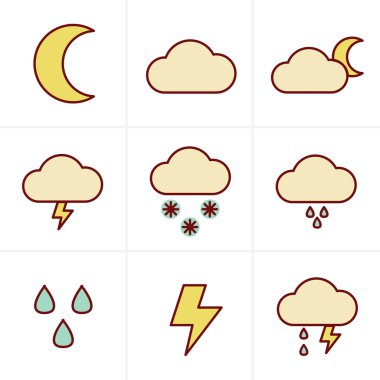 Simgeleri stil hava simgeleri beyaz arka plan üzerinde