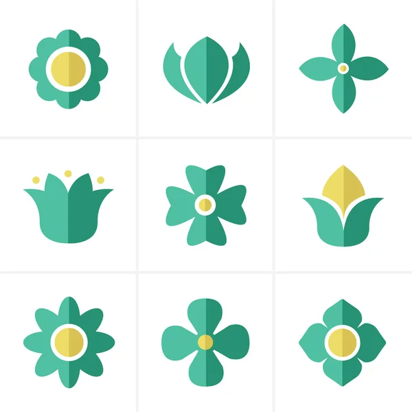 Icono plano Conjunto de iconos de flores, Diseño vectorial — Archivo Imágenes Vectoriales