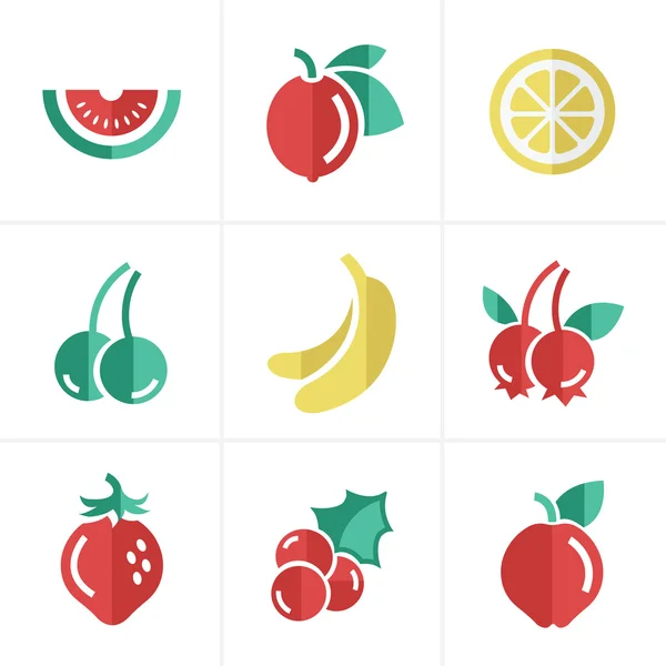 Fruit Icons Set, Vector Design — Stock Vector