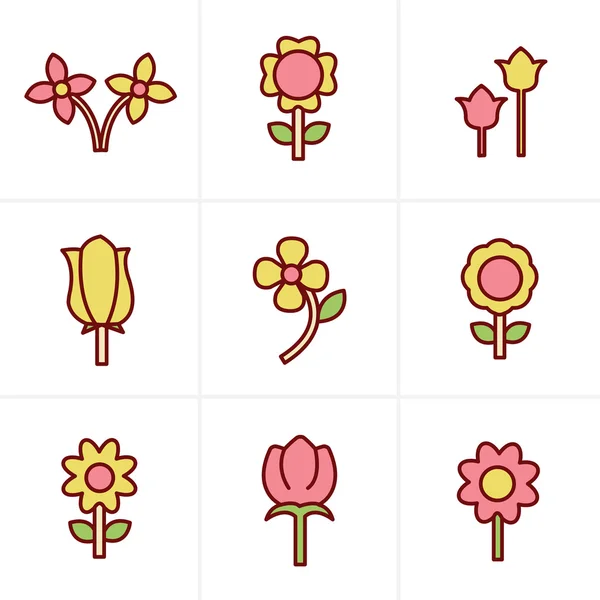 Iconos Estilo Vector Flor icono conjunto — Archivo Imágenes Vectoriales