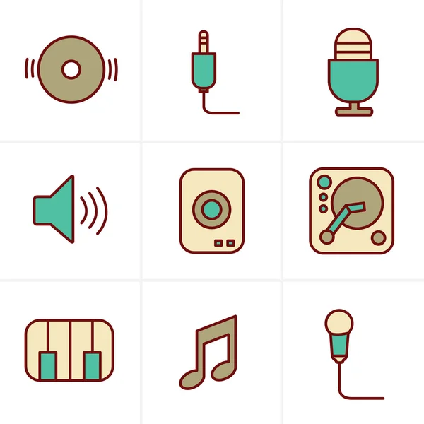 Conjunto de iconos de música de estilo, diseño vectorial — Vector de stock