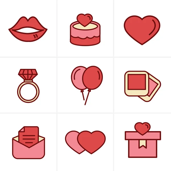 Ikoner stil bröllop ikoner Set, vektor Design — Stock vektor