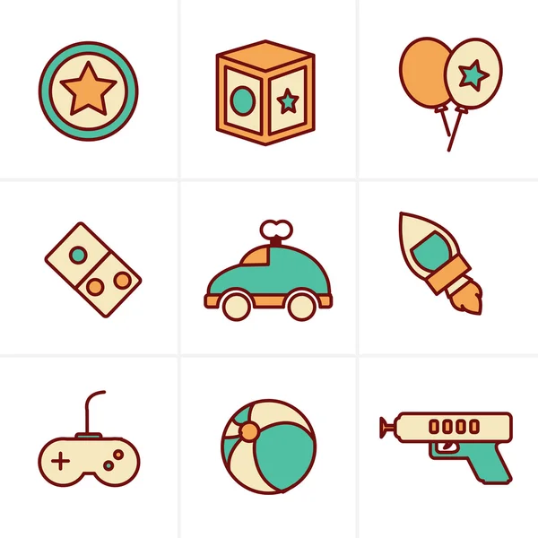 Icônes Style Icônes Style icônes jouet, symboles vectoriels mono — Image vectorielle
