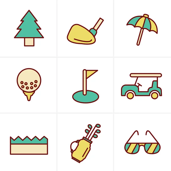 Set de iconos de golf estilo iconos, diseño vectorial — Archivo Imágenes Vectoriales