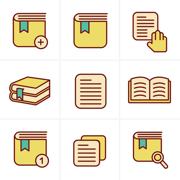 Icons Style  Book Icons Set, Vector Design — Stock Vector