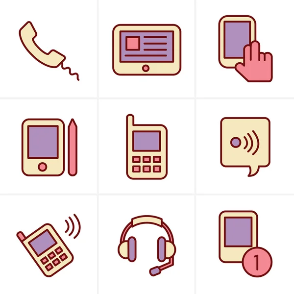 Iconos Estilo vector negro iconos del teléfono establecidos en gris — Vector de stock