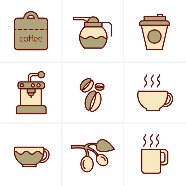 Iconos Estilo Iconos de café con fondo blanco — Vector de stock