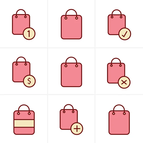 Icons Style Shopping bag icons on white background. Vector illus — Stock Vector